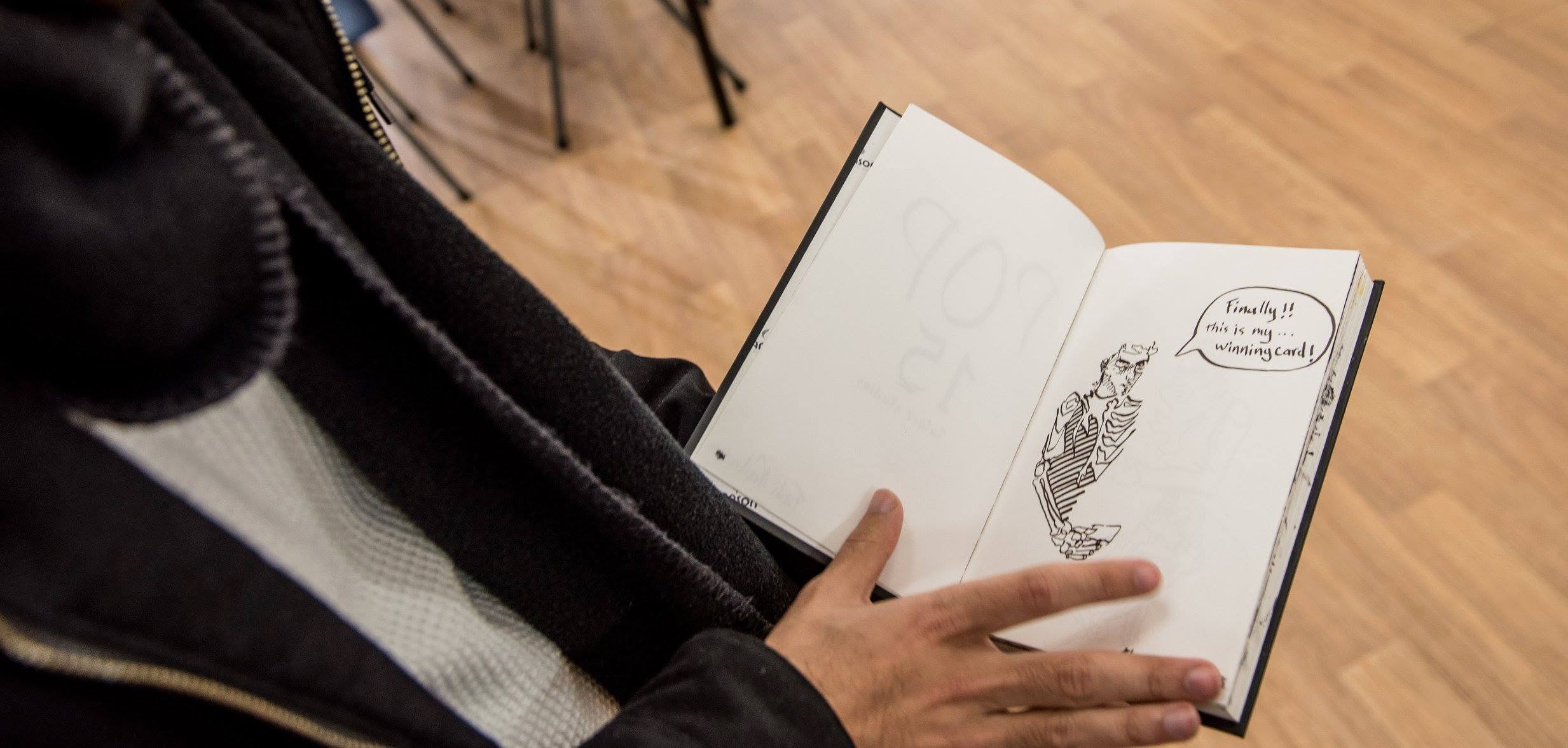 Detail van een zwart-witte illustratie in een boek.